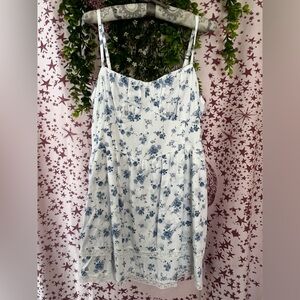 Hollister White Dress with Blue Floral Print